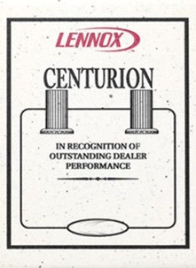 Lennox Centurion award in recognition of outstanding dealer performance